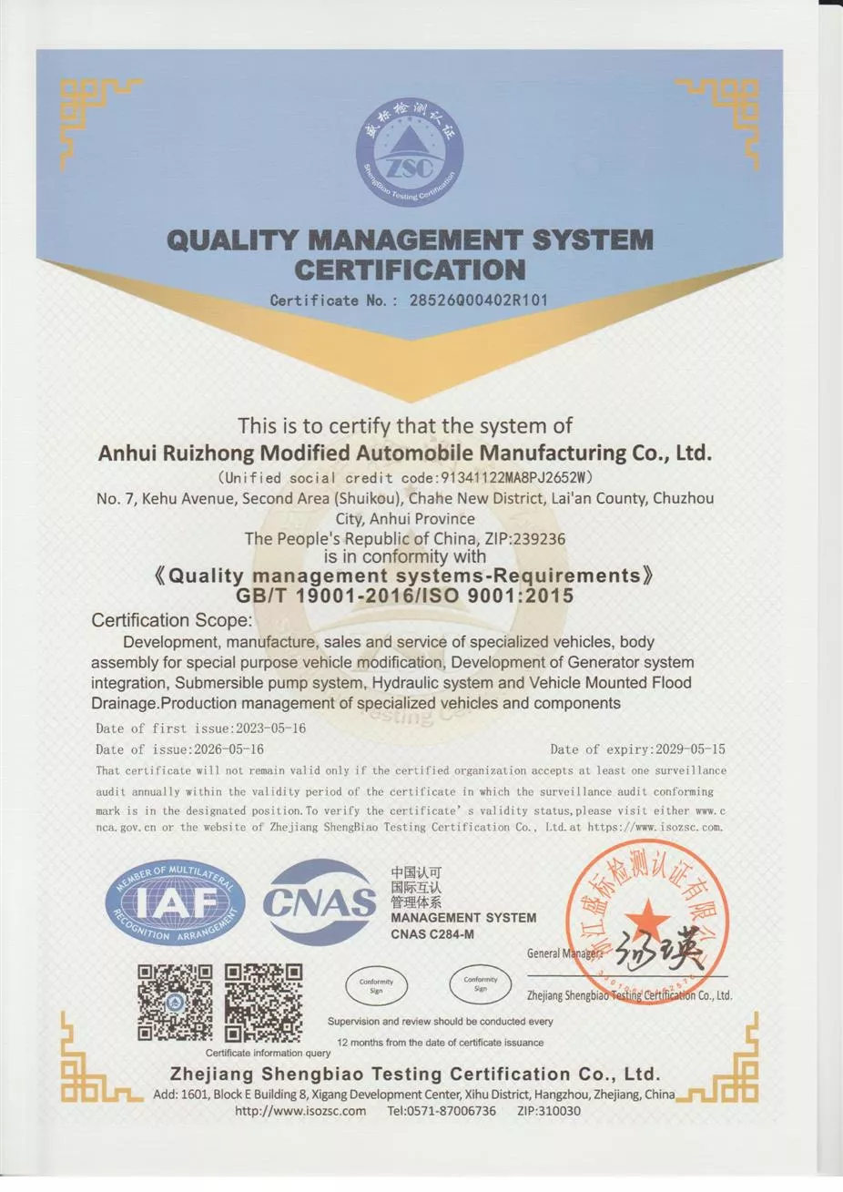 ISO 9001 Quality Management System Certification