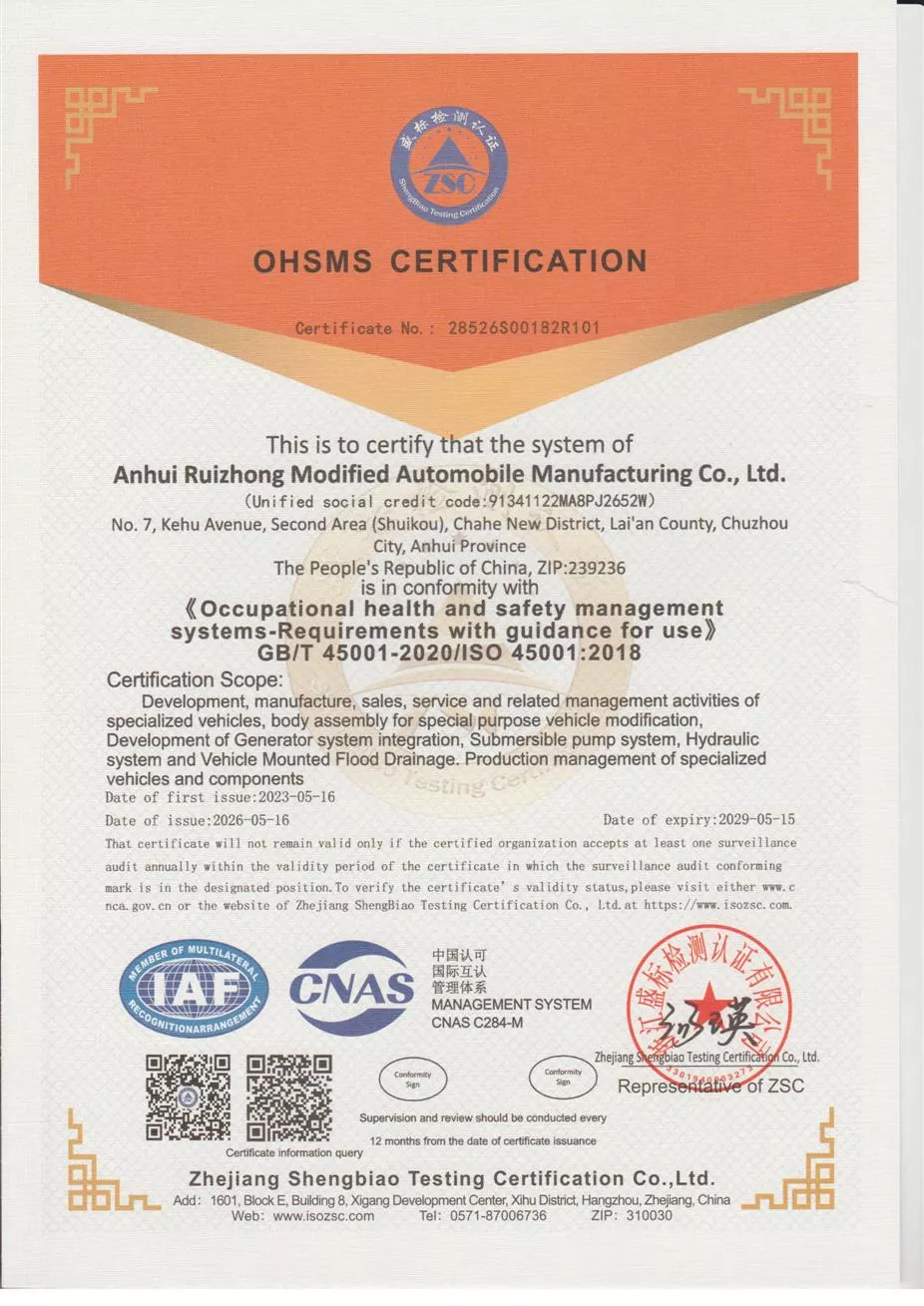 ISO 45001 Occupational Health and Safety Management System Certification