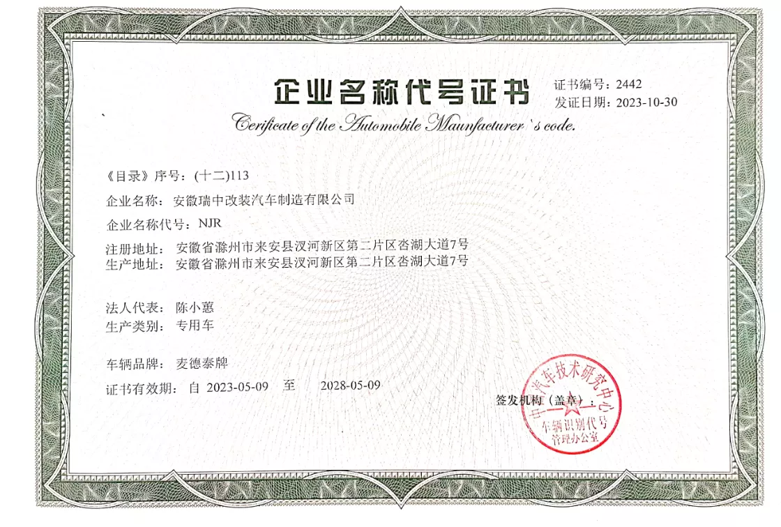 Independent VIN Compilation Qualification Certificate